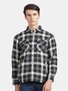 t-base Tartan Checks Cotton Casual Shirt