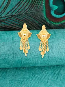 Vighnaharta Gold-Toned Leaf Shaped Drop Earrings