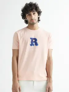 RARE RABBIT Typography Printed Cotton Slim Fit T-shirt