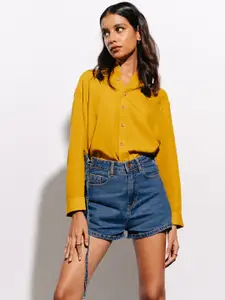 FREAKINS Women Blue Mid-Rise Pure Cotton Denim Shorts