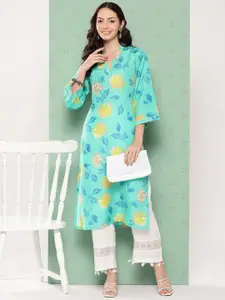 Varanga Women Floral Printed Flared Sleeves Cotton Kurta