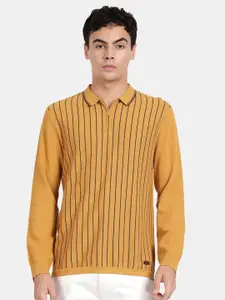 t-base Striped Polo Collar Cotton T-Shirt