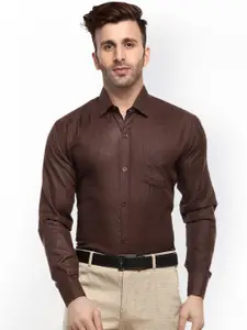 Hangup Men Brown Regular Fit Solid Formal Shirt