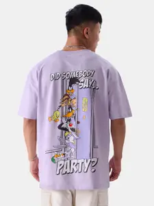 The Souled Store Lavender Typography Printed Looney Tunes Pure Cotton T-shirt