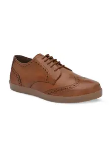 CARLO ROMANO Men Perforated Leather Lightweight Brogues