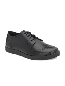 CARLO ROMANO Men Perforated Leather Lightweight Brogues