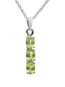HIFLYER JEWELS 92.5 Sterling Silver Stone-Studded Pendant With Chain