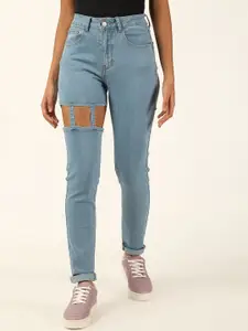 FOREVER 21 Women Mid-Rise Low Distress Jeans