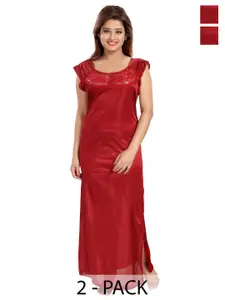 Noty Pack Of 2 Satin Maxi Nightdress With Robe