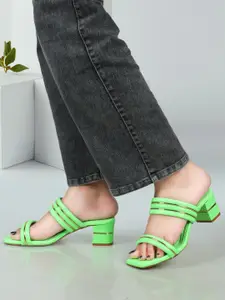 ELLE Embellished Open Toe Block Heels