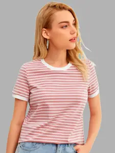 Dream Beauty Fashion Striped Round Neck Regular T-Shirt