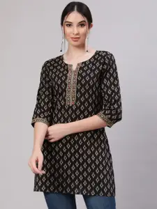 Nayo Black Ethnic Motifs Printed Kurti