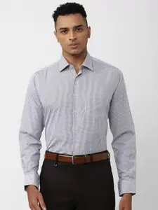 Van Heusen Slim Fit Grid Tattersall Checked Pure Cotton Formal Shirt