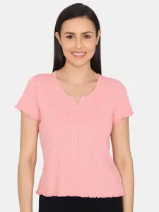 Zivame Notched Neck Short Sleeves Top