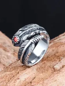 MEENAZ Men Silver-Plated AD-Studded Adjustable Finger Ring