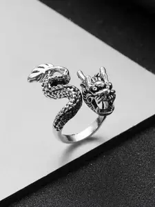 MEENAZ Men Silver-Plated Oxidised Dragon Ring
