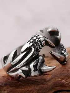 MEENAZ Silver-Plated Adjustable Dragon Claw Finger Ring