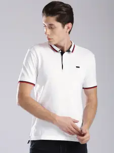 Levis Men White Solid Polo Collar Pure Cotton T-shirt