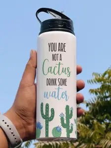 Indigifts White & Green Printed Water Bottle 750ml