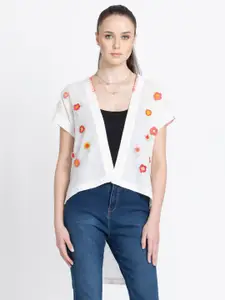 SHAYE Floral Embroidered Pure Cotton Shrug