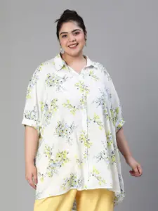 Oxolloxo Plus Size Boxy Floral Printed Casual Shirt