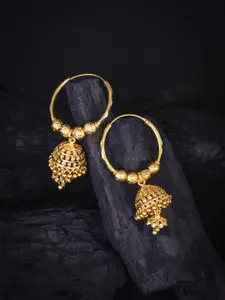 MEENAZ Gold-Toned Peacock Shaped Jhumkas Earrings
