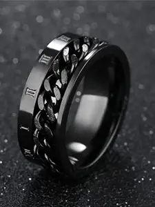 MEENAZ Men Silver Plated Textured Band Ring