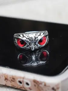 MEENAZ Men Silver-Plated Stainless Steel Evil Eye Finger Ring