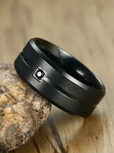 MEENAZ Men Stainless Steel AD-Studded Ring