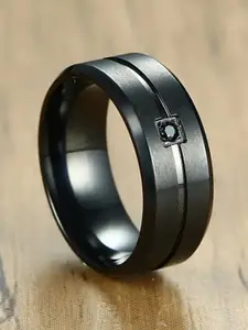 MEENAZ Men Silver-Plated Textured Finger Ring