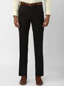 Van Heusen Men Self Design Slim Fit Formal Trousers
