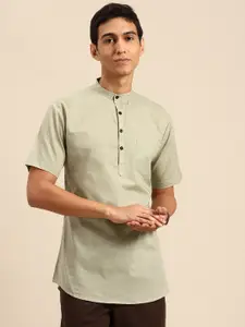 RAJUBHAI HARGOVINDAS Men Mandarin Collar Pure Cotton Kurta
