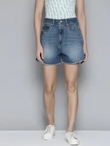 Levis Women Loose Fit High-Rise Pure Cotton Denim Shorts