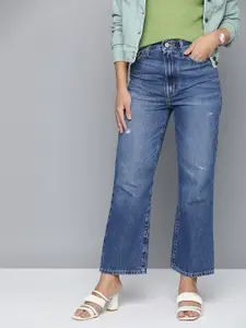 Levis Women Bootcut High-Rise Low Distress Light Fade Pure Cotton Jeans