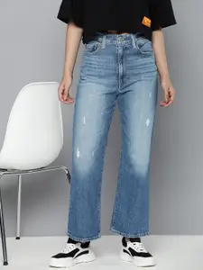Levis Women Bootcut High-Rise Mildly Distressed Light Fade Stretchable Jeans