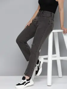 Levis Women Straight Fit Pure Cotton High-Rise Slash Knee Light Fade Jeans