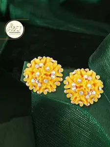 Vighnaharta Gold-Plated Cubic Zirconia Floral Studs Earrings
