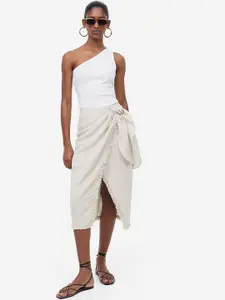 H&M Linen-Blend Wrapover Skirt
