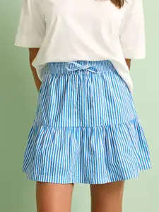 NEXT Pure Cotton A-line Striped Casual Mini Skirt