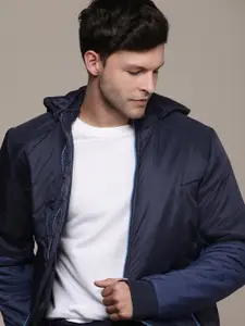 French Connection Solid Padded Jacket with Detachable Hood