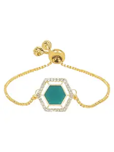 I Jewels Gold-Plated Stone Studded Charm Bracelet
