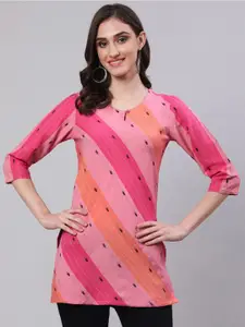 AKIMIA Striped Pure Cotton Jacquard Kurti