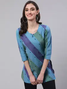 AKIMIA Striped Pure Cotton Jacquard Kurti