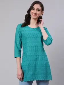 AKIMIA Ethnic Motifs Embroidered Chikankari Pure Cotton Kurti