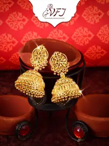 Vighnaharta Gold-Plated Dome Shaped Jhumkas