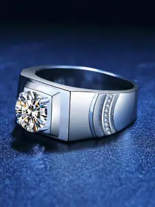 MYKI Men Silver-Plated CZ-Studded Finger Ring