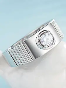 MYKI Silver-Plated Cubic Zirconia Studded Adjustable Finger Ring