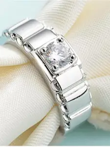 MYKI Silver-Plated CZ-Studded Finger Ring