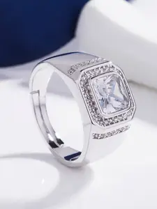 MYKI Silver-Plated CZ-Studded Finger Ring