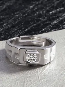 MYKI Men 92.5 Sterling Silver CZ-Studded Sterling Silver Finger Ring